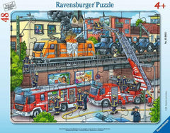 Ravensburger puzzle pentru copii - 05093 Operațiunea pompierilor pe șinele de cale ferată - Puzzle pentru copii de 4 ani și peste, Cu 48 de piese Puzzle Naty Shop Transport