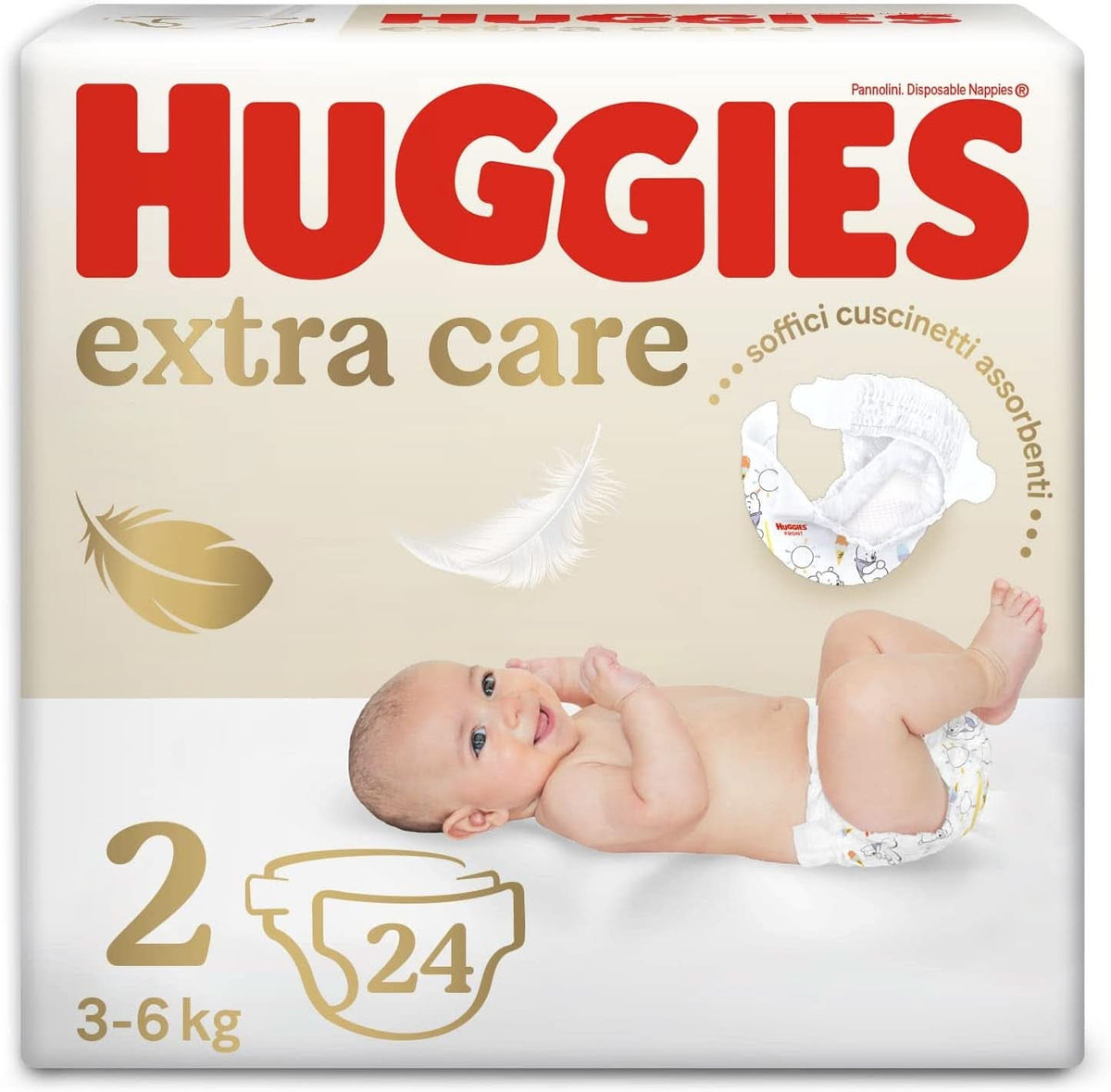 Huggies Baby, størrelse 2 (3 – 6 kg), 24 bleer Mor og barn Naty Shop