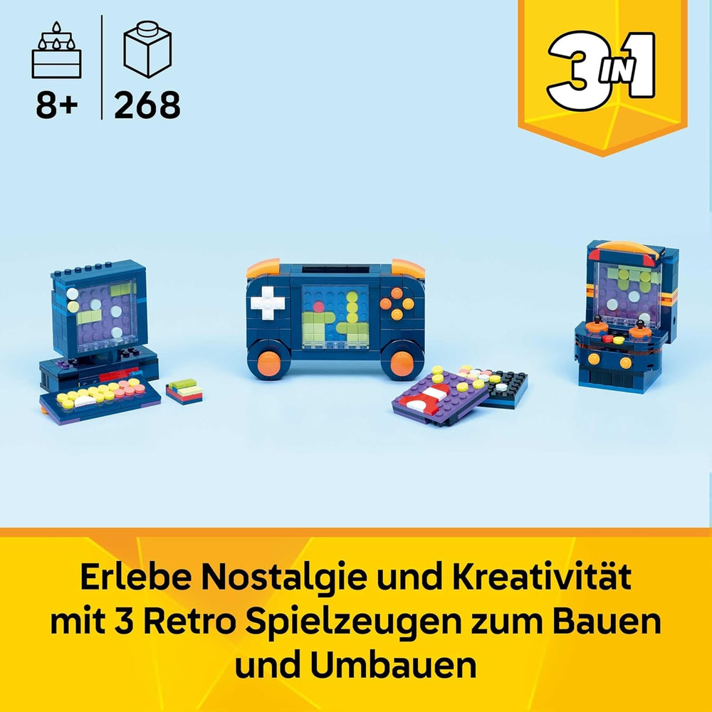 LEGO Creator 3in1 Retro spillekonsol - forvandles til en arkademaskine eller computer med tastatur og mus - Gamer-gaveidé til 8-årige drenge og piger - 31380