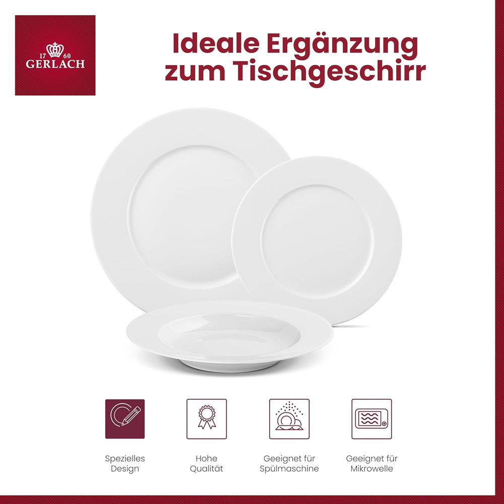 Set de veselă Gerlach 1760 - 18 piese - Serviciu de masă pentru 6 persoane - Set de farfurii - Porțelan modern, alb