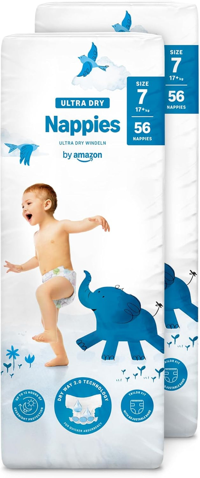 Amazon Ultra Dry Bleer, størrelse 1 (2-5 kg) - Månedlig æske, hvid, 96 antal (2 pakker af 48) (tidligere Mama Bear Brand, identisk produkt)