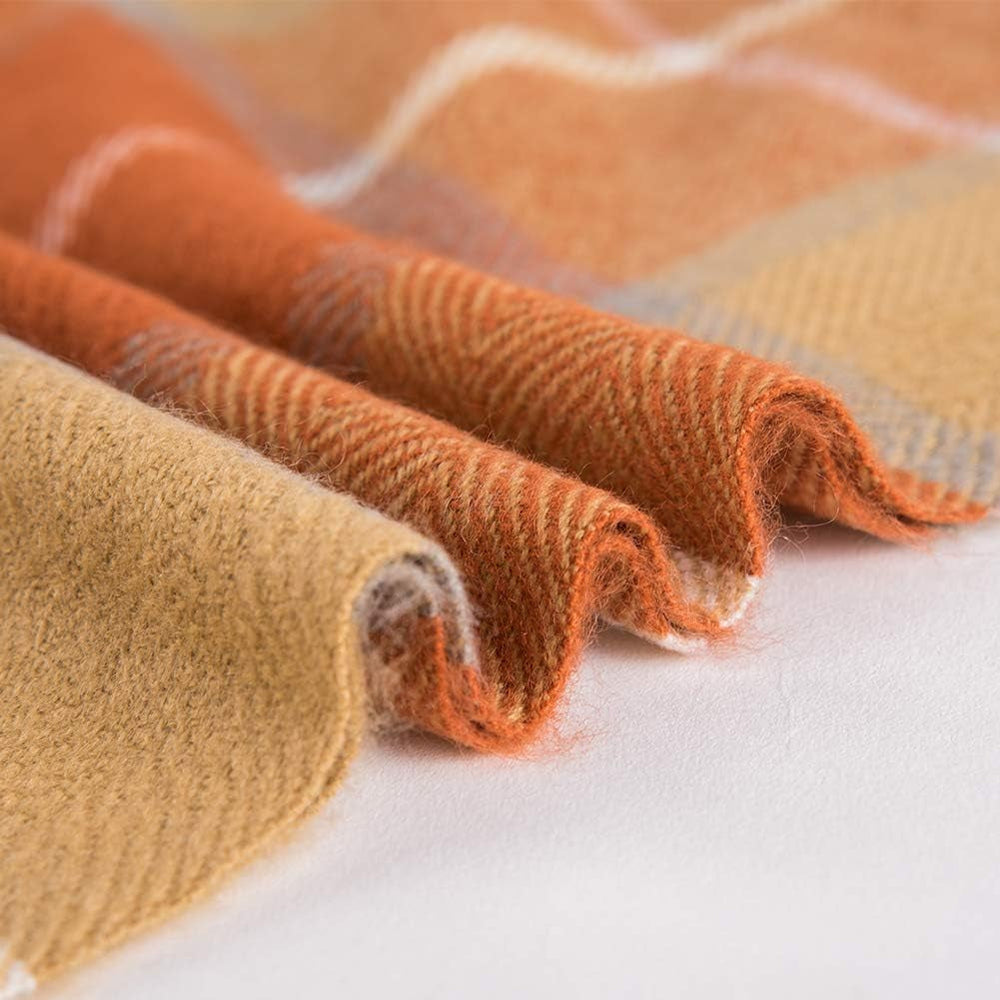 G Lake Orange Plaid tæppe Kast Akryl Blødt Vendbart Farvet Frynset Sengetæppe Gave Til Julepynt 127 Cm B X 170,2 Cm L-Græskar Orange Senge og Tæpper G Lake