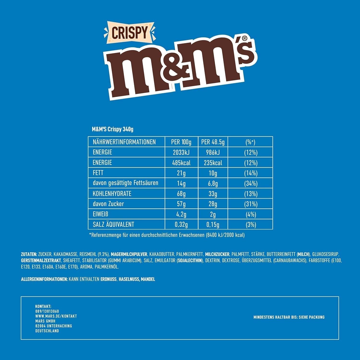 M&M'S sprøde, chokoladechips med sprød kerne Naty Shop Chocolate Candies