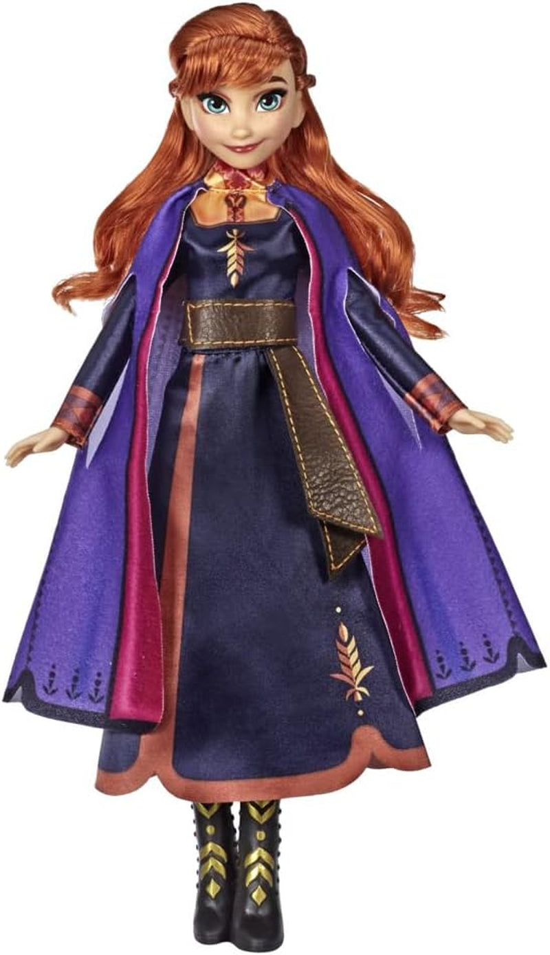 Păpușa cântătoare Frozen Anna cu muzică în rochie mov din Disney Frozen 2, jucărie pentru copii cu vârsta de 3 ani și peste 57237830 multicoloră