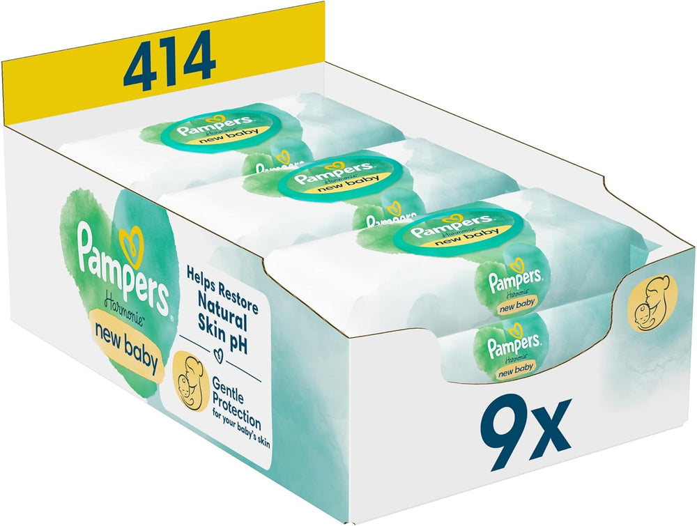 Pampers Harmonie Protect & Care vådservietter, 18 pakker med hver 44 servietter = 792 servietter, der hjælper med at genoprette hudens naturlige pH-balance