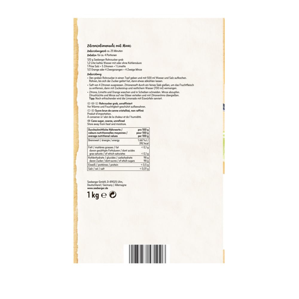 Seeberger Rohrzucker Grob 5Er Pack: Vollrohrzucker Besonders Aromatisch - Ideal Für Cocktails Und Zum Backen - Grob - Unraffiniert, Vegan (5 X 1 Kg) Indulcitori Naty Shop