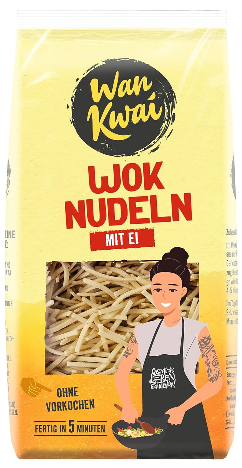 Wan Kwai Wok Nudler 250g: Stegte delikatesser med ægte æg, tilberedt på et øjeblik til lækre pandestegte måltider. Enkel, velsmagende, asiatisk! (Pakke med 5)