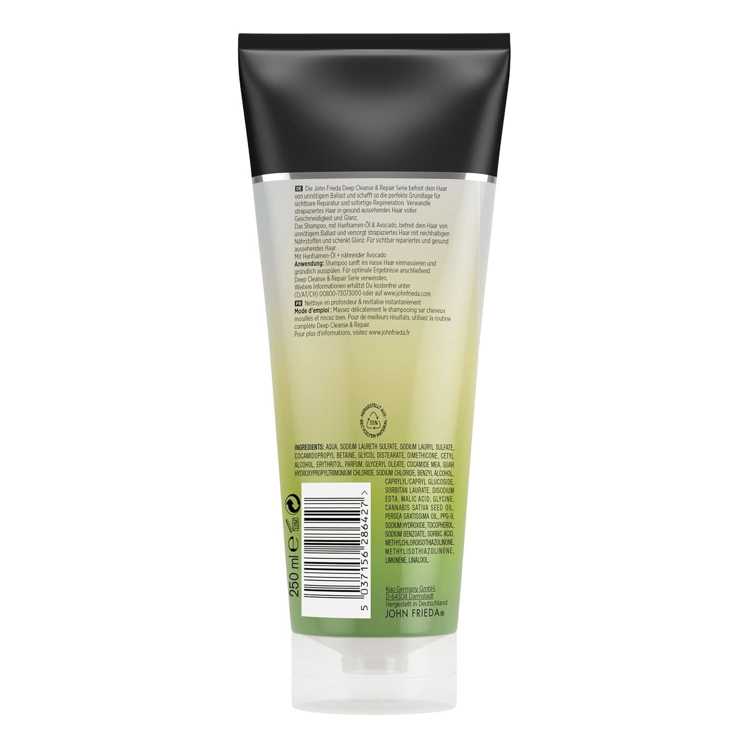 John Frieda, reparationsshampoo til beskadiget hår Detox+Repair, 250 ml bruser og bad Naty Shop