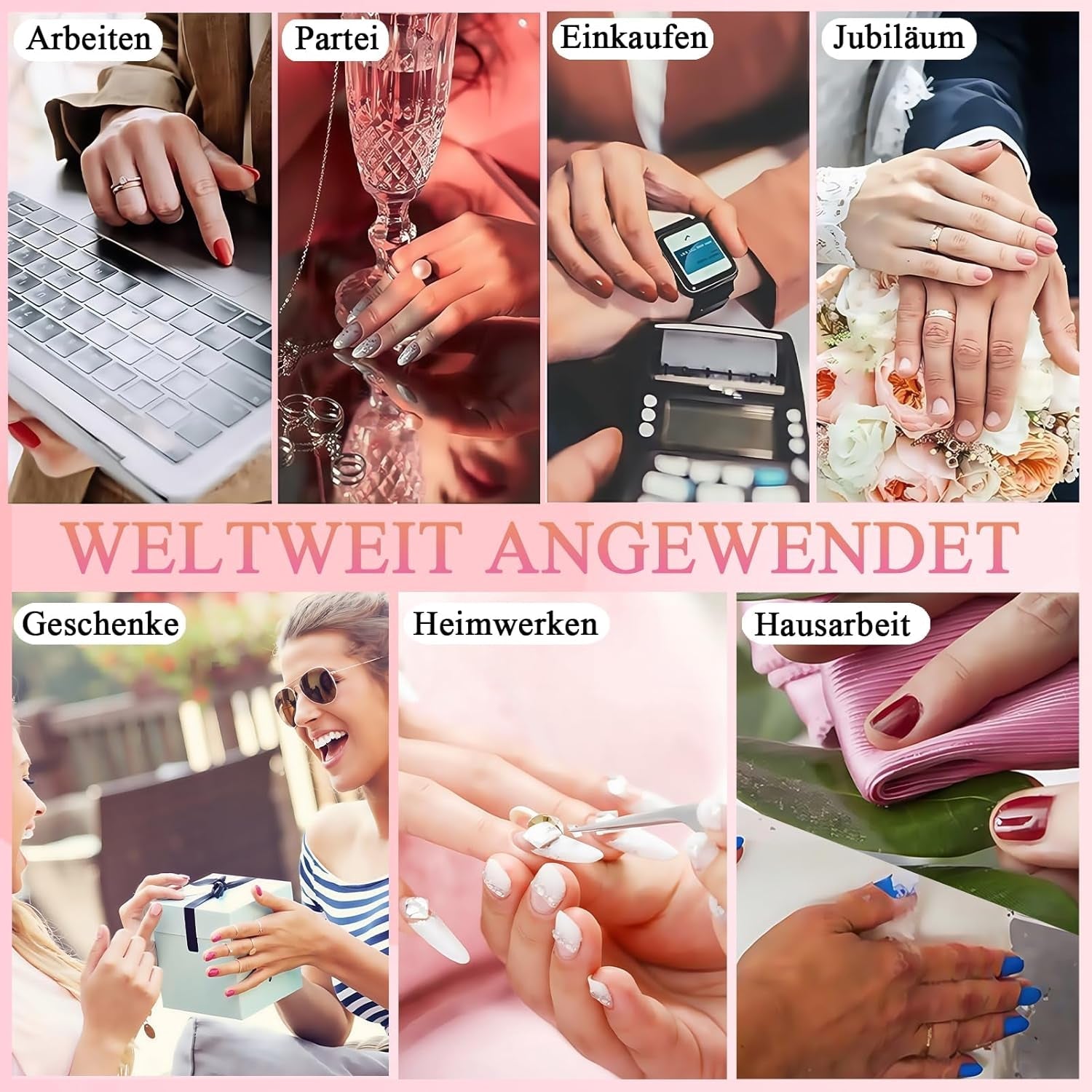 Kit unghii false 360 piese - Unghii artificiale scurte, nud, roz, alb, gradient - Unghii artificiale pătrate pentru lipit - Unghii autoadezive cu acoperire completă, lucioase, pentru femei și fete (pătrat)