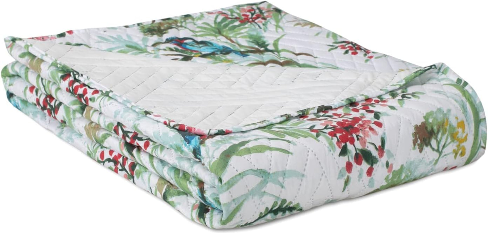Ameliahome Sengetæppe Sengetæppe 260X280 Cm Dobbeltsidet Nem pleje Quilting Plant Mønster Fuglemønster Multicolor Kingfisher Senge og tæpper Besuche den AmeliaHome-Store