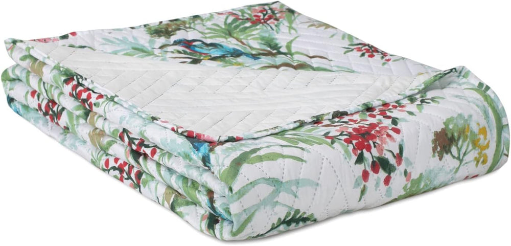 Ameliahome Sengetæppe Sengetæppe 260X280 Cm Dobbeltsidet Nem pleje Quilting Plant Mønster Fuglemønster Multicolor Kingfisher Senge og tæpper Besuche den AmeliaHome-Store