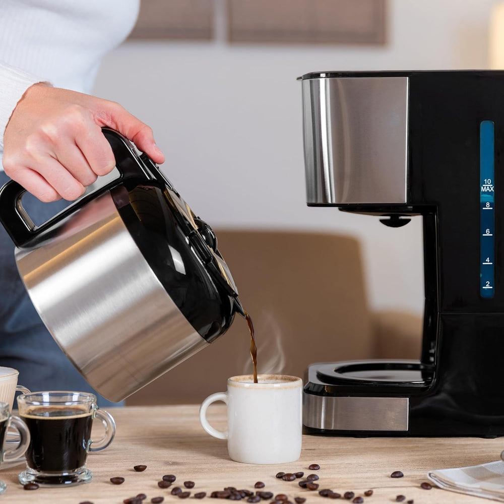 Cafetieră cu picurare Cecotec Coffee 66 Drop & Thermo, 950 W, 1,2 L, 10 cești, tehnologie ExtremeAroma, funcție anti-picurare, indicator nivel apă, filtru principal reutilizabil, protecție la supraîncălzire