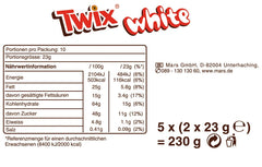 Twix hvide chokoladebarer; karamel, kiks, hvid chokolade; flere pakker chokolade; 5 barer (5 x 46 g)