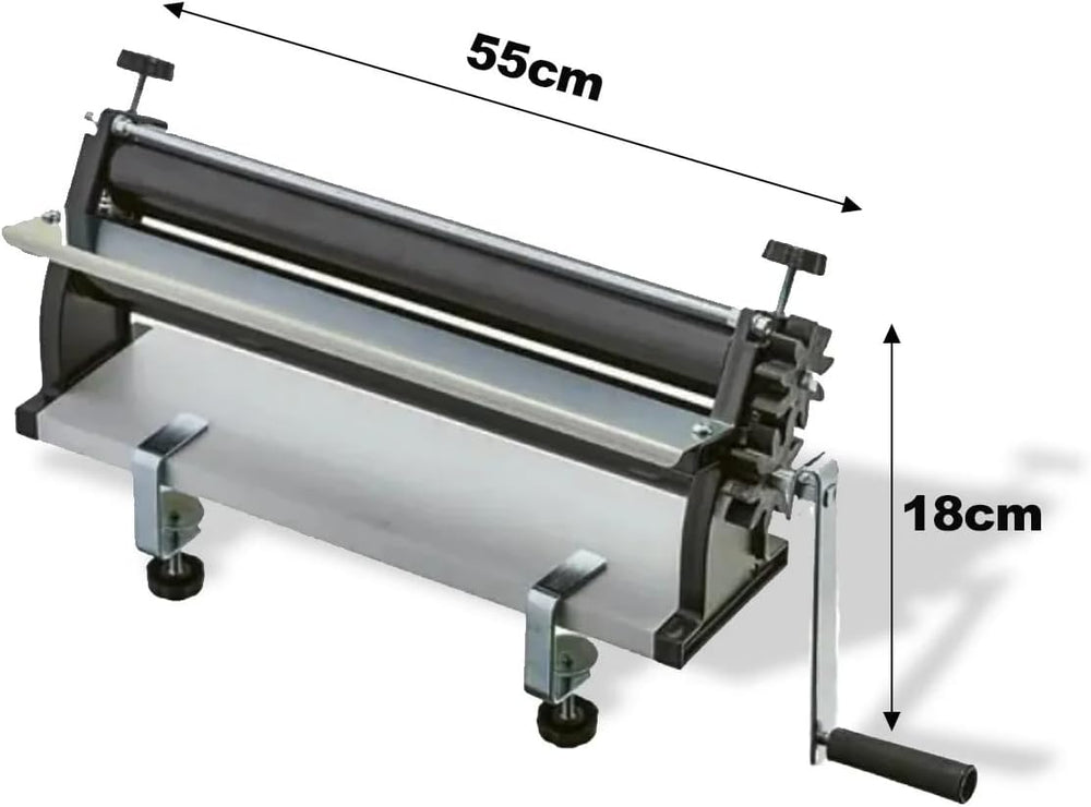 DKN Pizzadejrullemaskine med håndsving, 48,8 cm, nudelmaskine, Teigfolie med Anti-Haft ruller og Dicken Control – Konstruktion af massiv Stahl og Aluminium