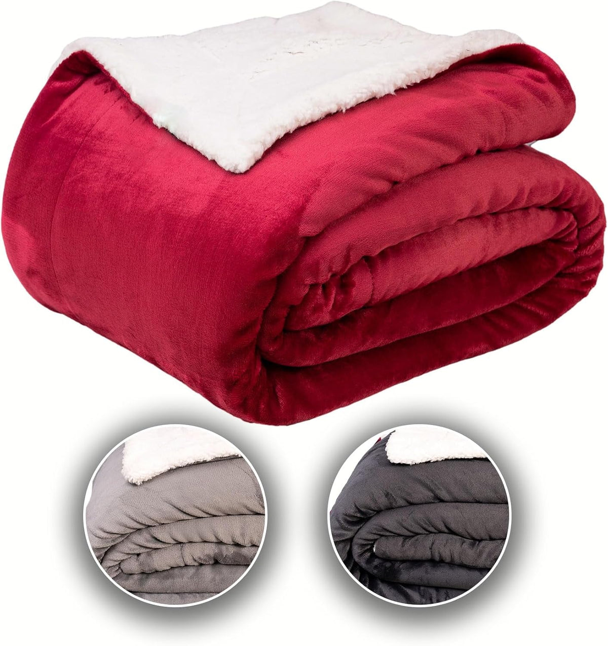 Komfortec hyggetæppe 150X200 Cm, Oeko-Tex certificeret fluffy fleece tæppe, varmt sherpa tæppe til sofaen, tykt tæppe til sofaen, bordeaux Senge og tæpper Besuche den Komfortec-Store Bourgogne 150 X 200 Cm