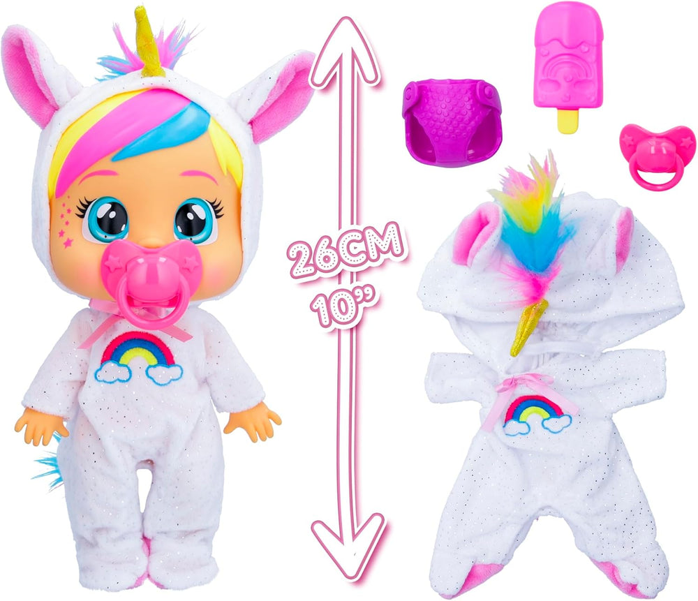 CRY Babies Loving Care Fantasy Dreamy | Interaktive Puppe, die echte Tränen weint, einen Pyjama trägt und 3 Accessoires enthält - Spielzeug und Geschenk für Mädchen und Jungen