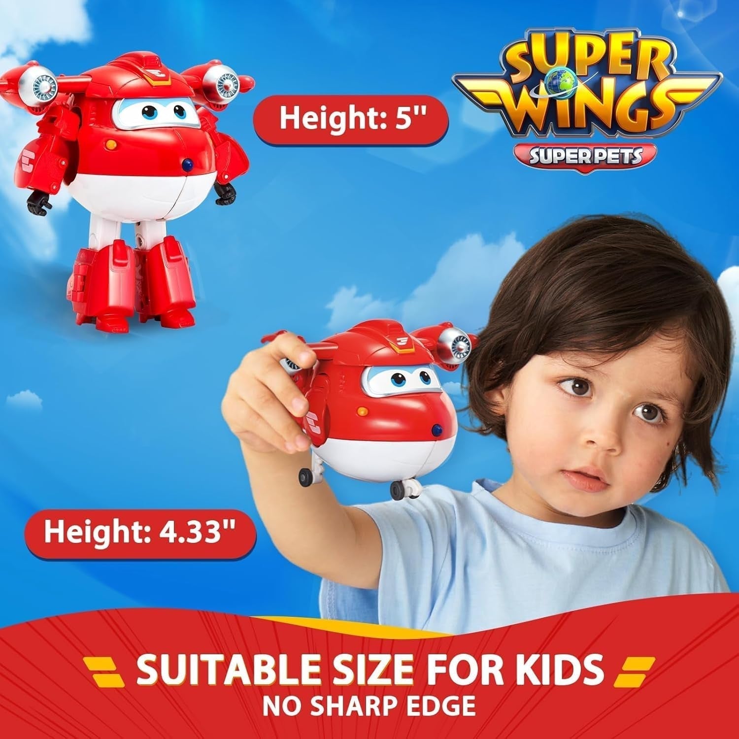 Auldey EU740283 Super Wings Transformer Figur JETT Supercharge 12 Cm, Farvede Actionfigurer Naty Shop