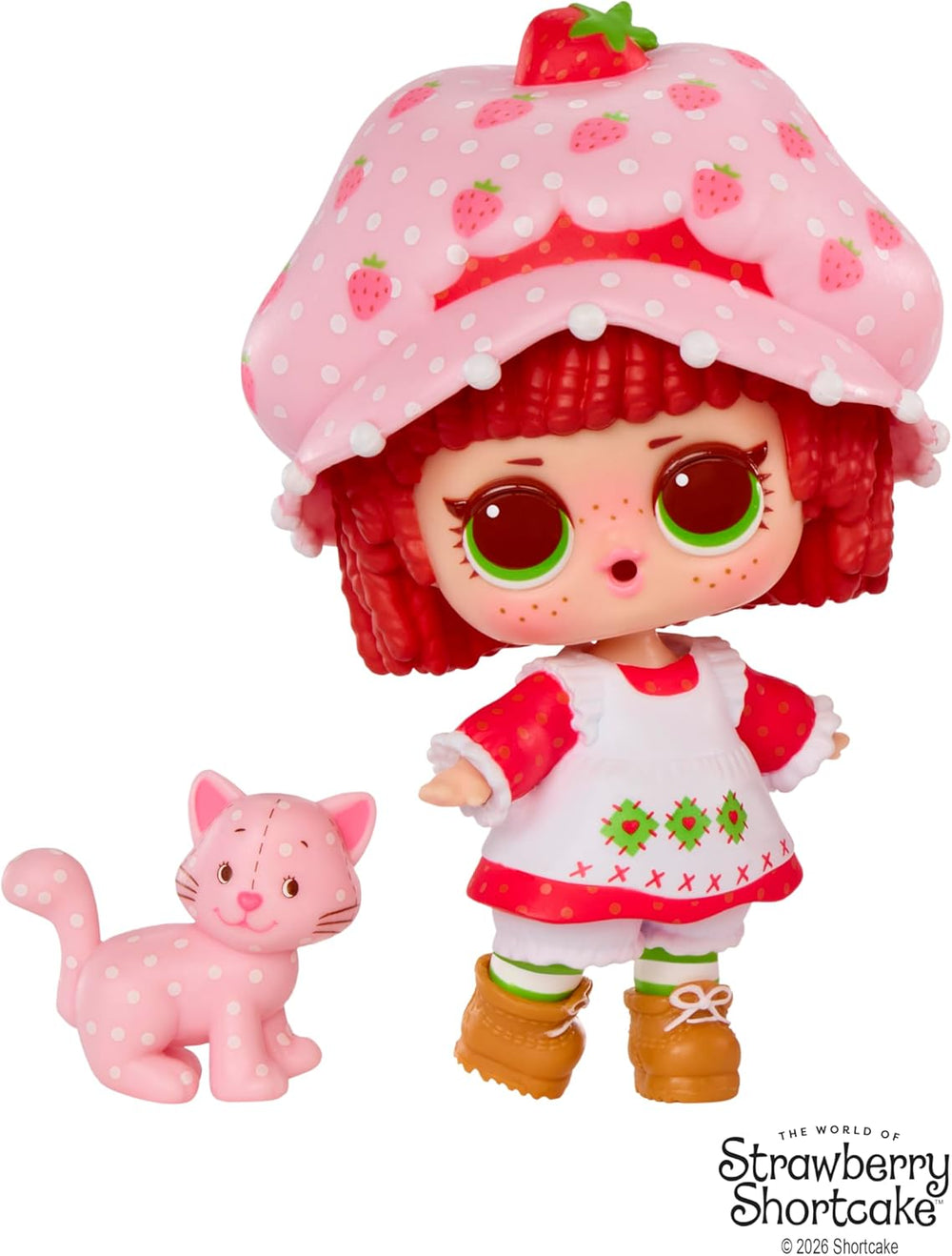 LOL Surprise! Loves Strawberry Shortcake Tots – Păpuși parfumate de colecție cu 7 surprize, animal de companie, modă, pantofi, pălărie, set de joacă cu căsuță convertibilă în formă de căpșuni, vârste 4+