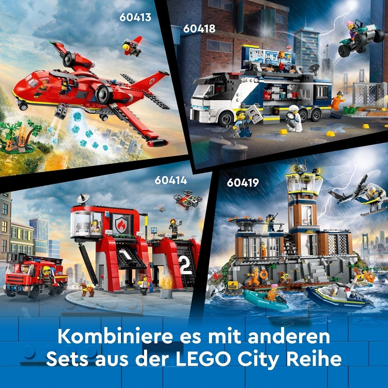LEGO City politibil med laboratorium, 4 politisæt og legetøjsvogn til børn, gave til drenge og piger fra 7 år og opefter, plus 5 minifigurer - 2 politimænd, 1 videnskabsmand og 2 skurke 60418 byggesæt Beuche den LEGO-Store