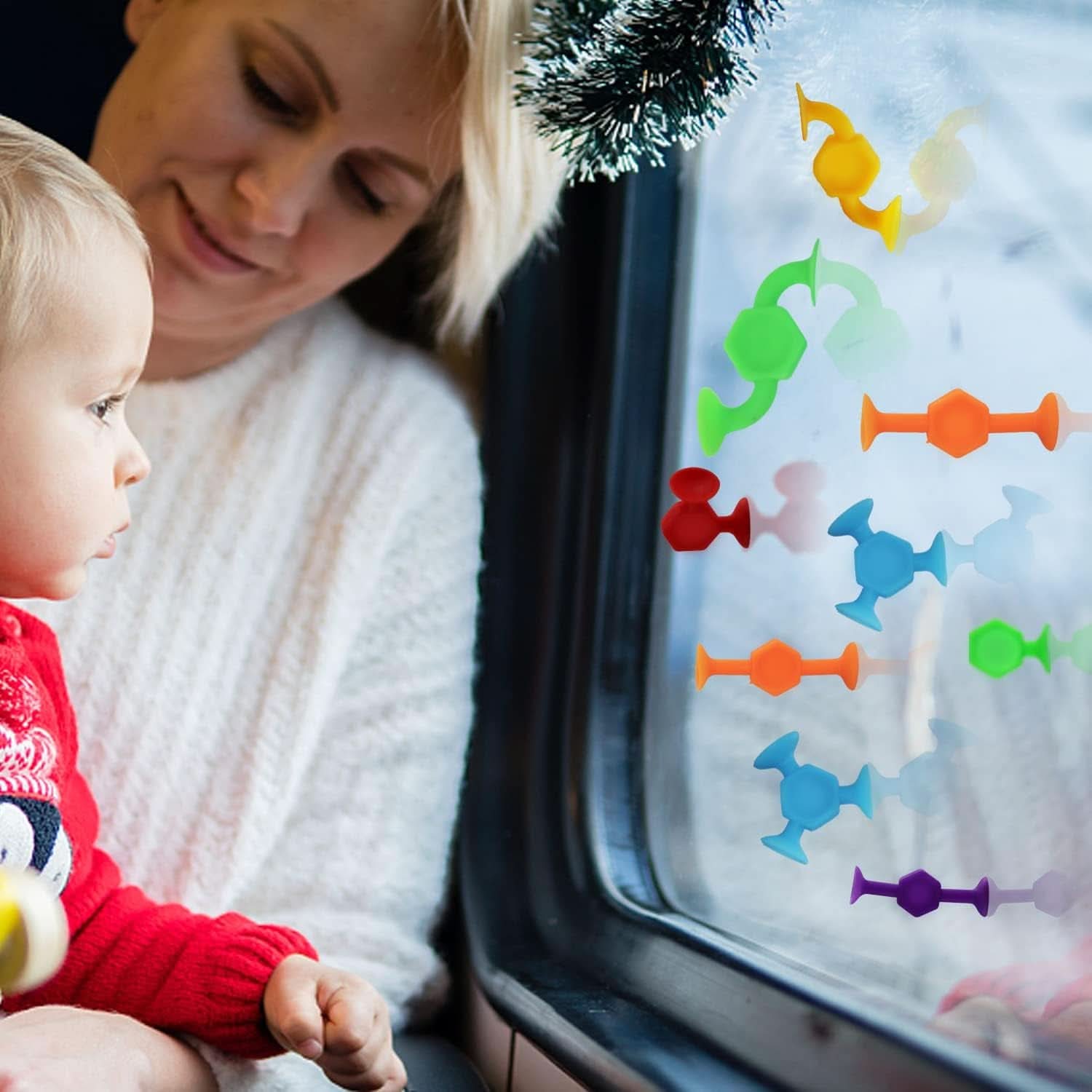 Pachet de 48 de jucării cu ventuză, jucării Montessori pentru cadă Mama si Copilul Naty Shop