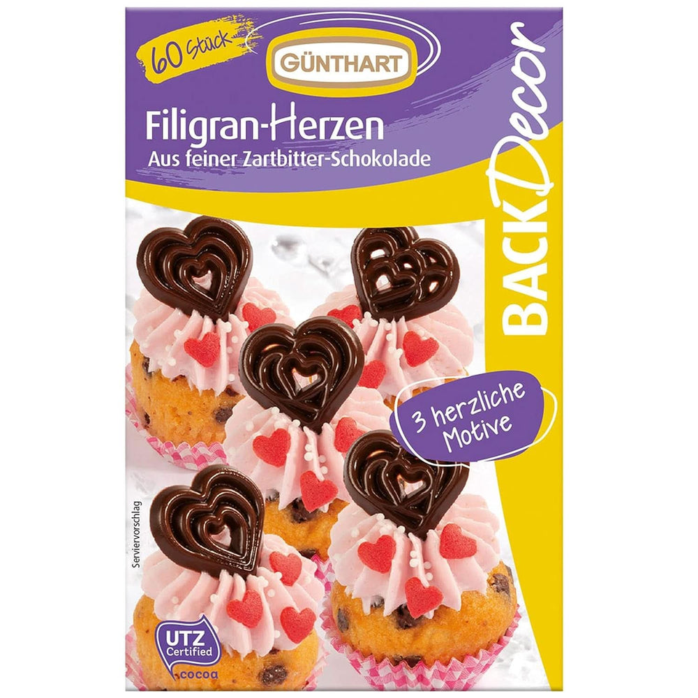 Günthart Backdecor, 90 stykker chokoladebogstaver, alfabet og tal i fin mørk chokolade, 47 gram Naty Shop