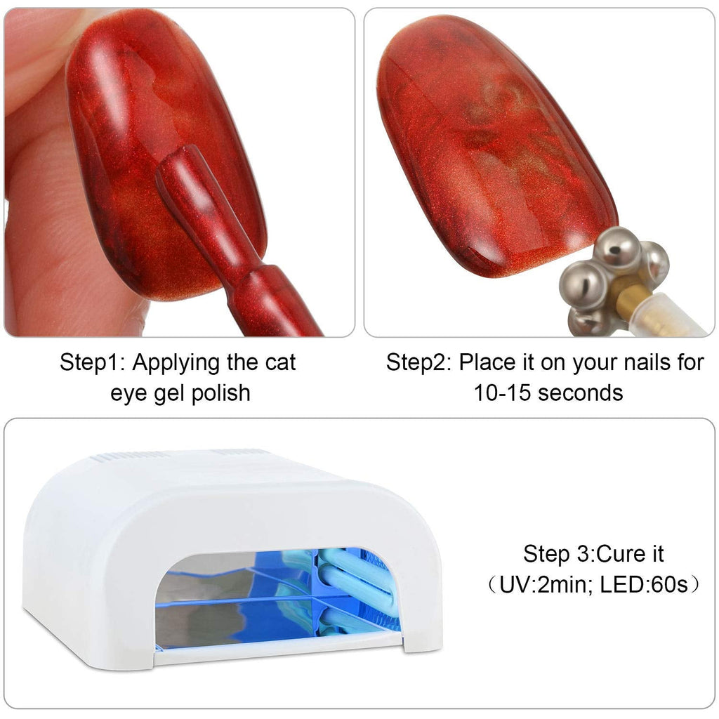 Nail Art Werkzeug Magnetstift, 10 Stück Nagel Magnet Stick Tool Set, Nagel Magnet Stift Und Starker Magnet Stock Punktierungsstifte Für DIY 3D Magnetisches Katzenauge UV Gel Polnisch Nagel Kunst