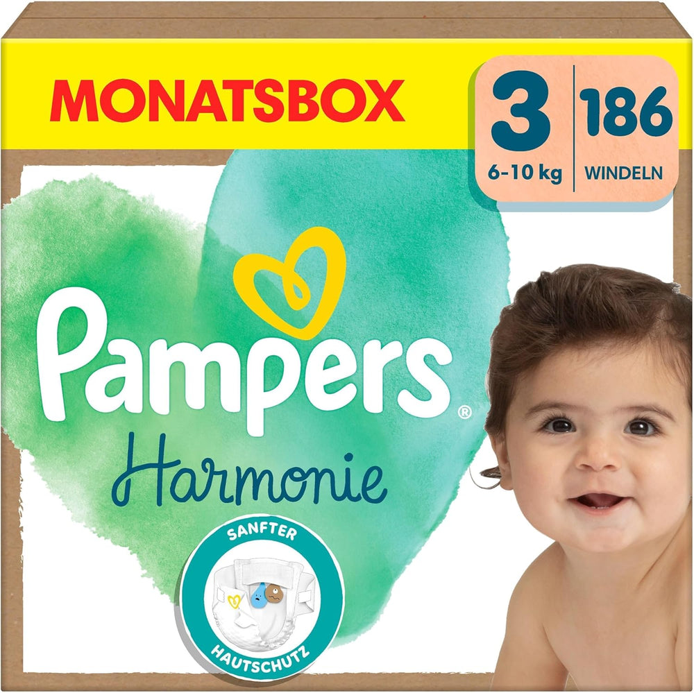 Pampers Harmony bleer størrelse 1, 180 bleer, 2kg-5kg, skånsom hudbeskyttelse med 100% Pampers beskyttelse
