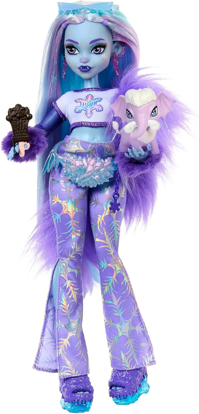 Monster High Abbey Bominable Yeti med Mammoth Pet og tilbehør - Uhyggeligt snefnuglook til børn 4+, HNF64-dukker Naty Shop Single