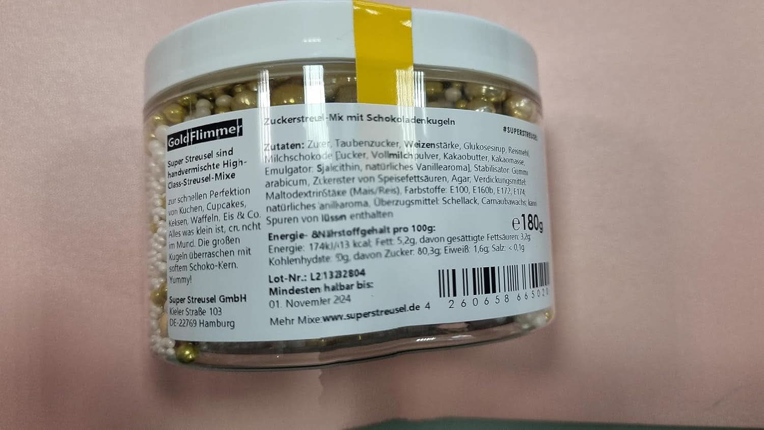 Super Streusel Gold Glimmer, Juletema Drys, 180 gram Sprinkles Naty Shop