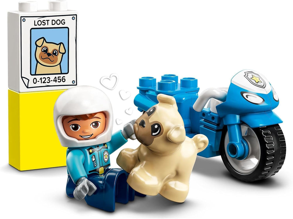 LEGO 10967 DUPLO politimotorcykel, Politilegetøj til småbørn fra 2 år, Ideelt legetøj til motorik til babyer, Legetøjsmotorcykel Byggesæt Besuche den LEGO-Store