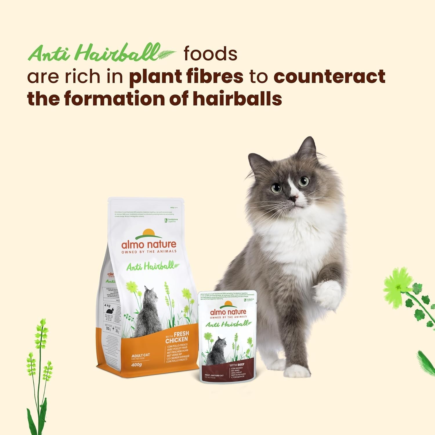 Almo Nature Functional - Anti-ghemotoace de păr - Hrană umedă pentru pisici adulte și mature - cu pui - Combate formarea ghemotoacelor de păr - 70 g (pachet de 30)