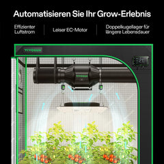 VIVOSUN Smart Grow System med 100W AeroLight A100SE LED-lampe med integreret cirkulationsventilator, AeroZesh T4 100mm 357m³/h kanalventilator og GrowHub E42A-controller til væksttelte og indendørs dyrkning