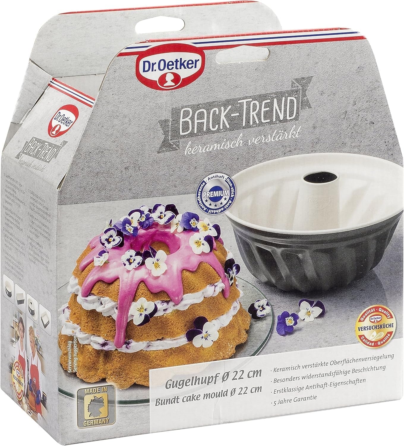 Dr. Oetker Gugelhupfform Ø 22 Cm BACK-TREND, Backform Für Gugelhupf, Runde Bundform Aus Stahl Mit Keramisch Verstärkter Antihaft-Beschichtung (Farbe: Creme/Anthrazit), Menge: 1 Stück Forme og bakker til bagning Naty Shop