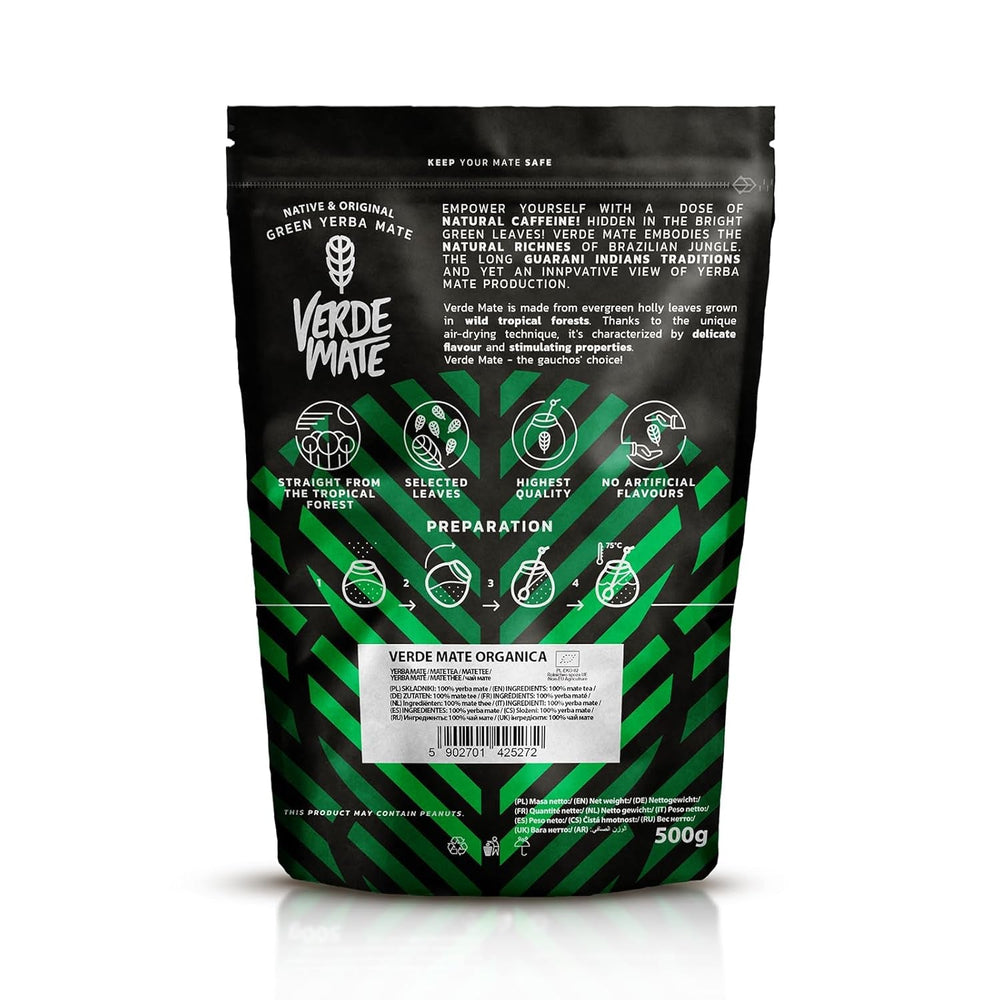 Verde Mate Green Orgánica 500 G – Yerba Mate ecologic din Brazilia – fără fum și prelucrat cu grijă 0,5 kg