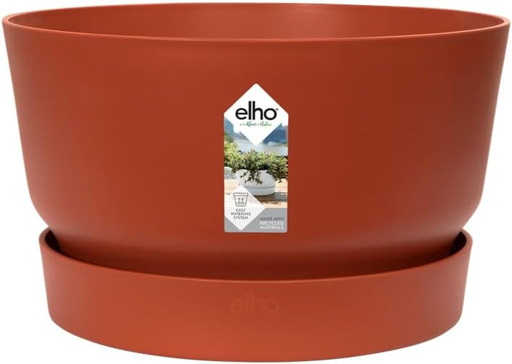 elho Greenville Bowl 33 - Ghiveci de flori pentru exterior - 100% plastic reciclat - Ø 32,5 x H 19,4 cm - Gri/Beton viu