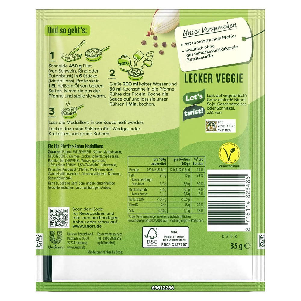 Knorr Fix Pfeffer-Rahm Medaillons 3 Portioner (1 x 35 g) | 35 g (1 pakke)