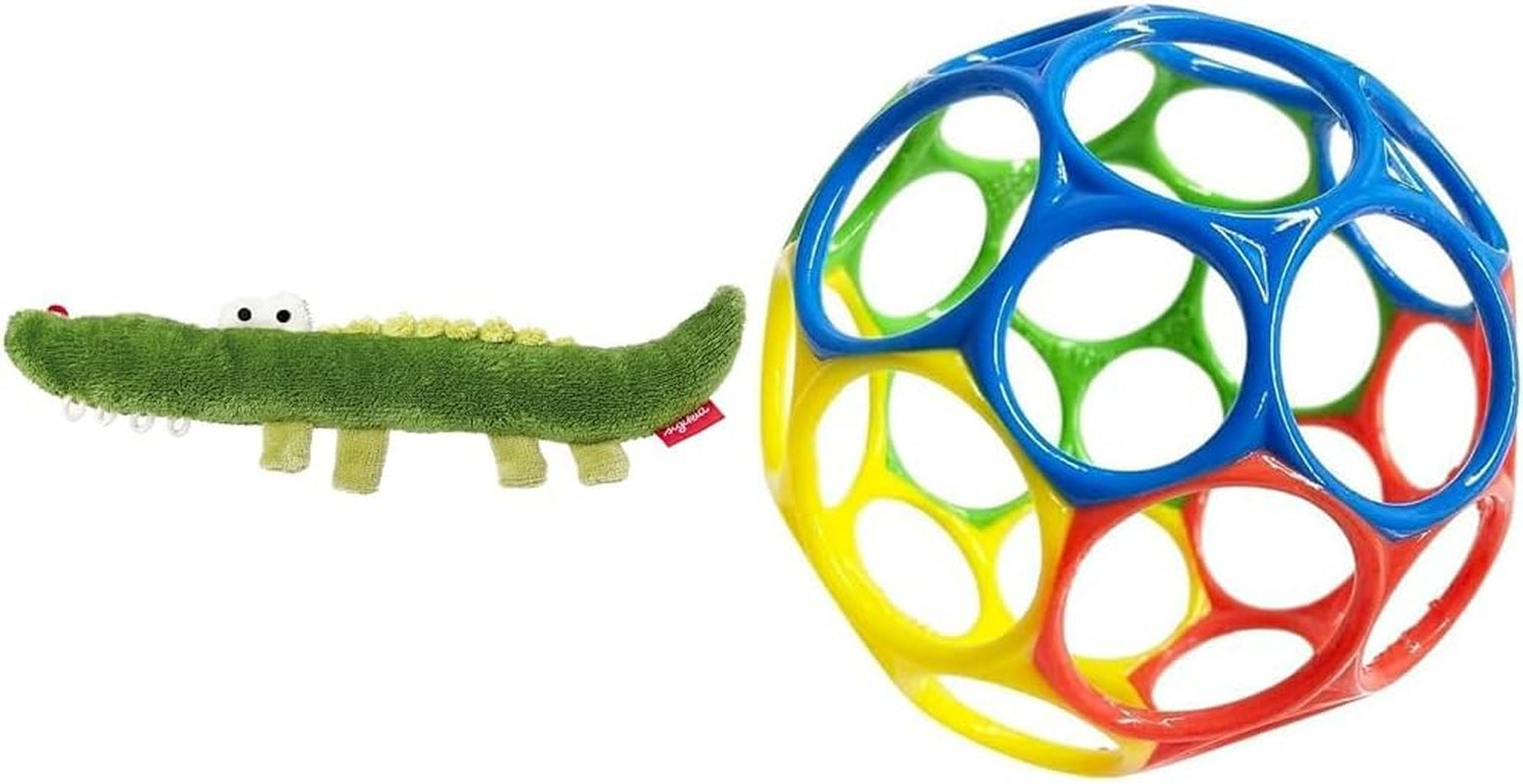 Sigikid 41169 Rattle rabbit Red Stars fete și băieți jucărie pentru copii recomandată de la naștere verde Jucarii Bebe Naty Shop Pachet cu Oball Classic Crocodil