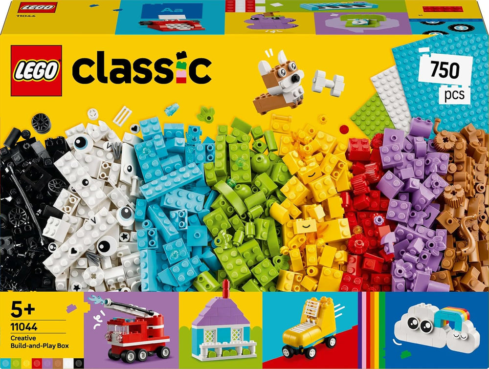 LEGO Classic kreativt sæt til bygning og leg - sæt med farvede klodser - byg et hus, en hund, en sjov bil, et klaverkeyboard og en regnbue - håndværkssæt til drenge og piger fra 5 år Byggesæt Besuche den LEGO-Store