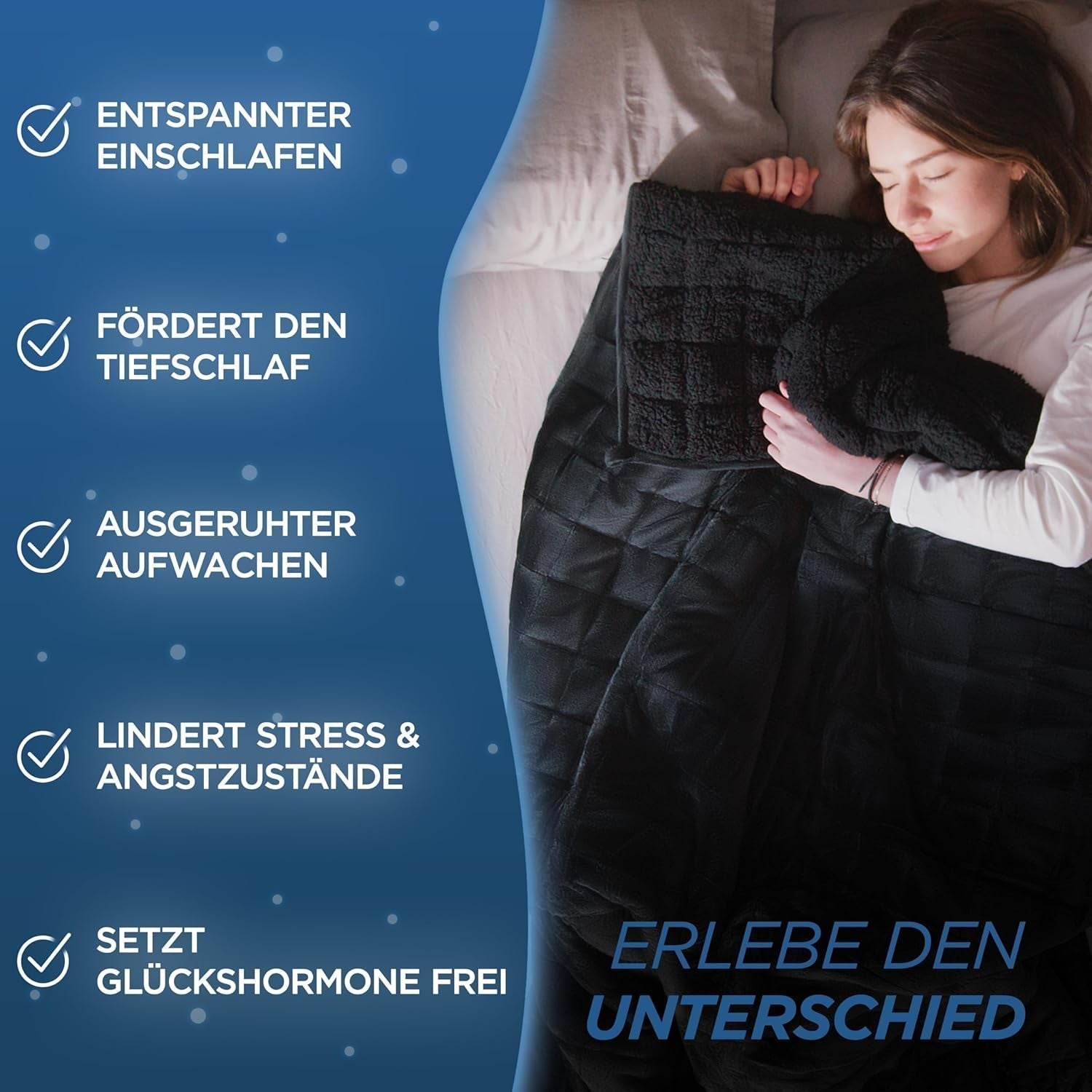 Samthus Vægtet tæppe 135X200Cm 9Kg Sherpa Fleece - Oeko-Tex certificeret - Terapi tæppe og afslapning tæppe - Sov bedre med vores tunge tæppe - Vægtet tæppe - sort Senge og tæpper Besuche den Samthus-Store