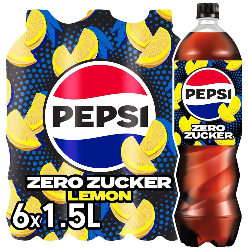 Pepsi Zero Sugar Lemon, Pepsis sukkerfri sodavand med citronsmag, sæt 6 x 1,25 liter Naty Shop Classic Version
