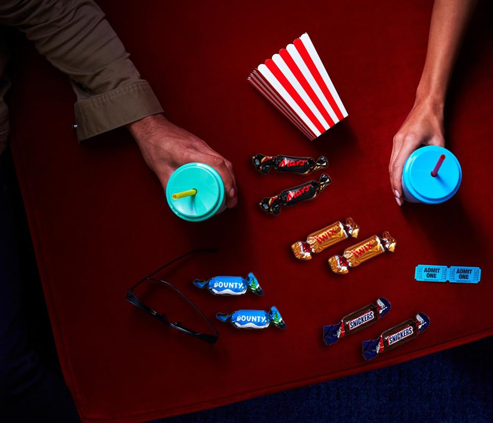 Blanding af miniaturer, Mars, Snickers, Bounty & Twix, Klassiske barer i miniformat, 296 barer, 3 kg chokolade slik Naty Shop