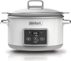 Crock-Pot Digital Slow Cooker Saute Slow Cooker med Duraceramic 5 liter, CSC026X Slow Cooker Naty Shop Hvid 5 liter