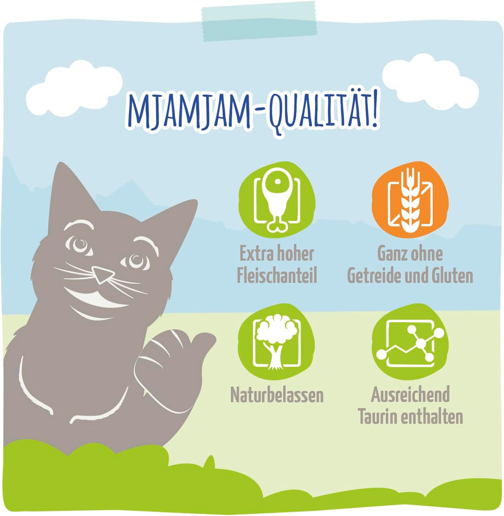 MjAMjAM - Hrană umedă premium pentru pisici - păstrăv rafinat cu pui suculent, pachet de 6 (6 x 400g), fără cereale