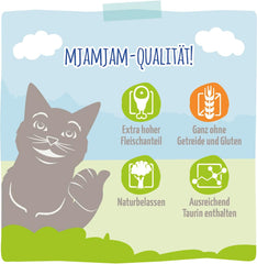 MjAMjAM - Hrană umedă premium pentru pisici - păstrăv rafinat cu pui suculent, pachet de 6 (6 x 400g), fără cereale