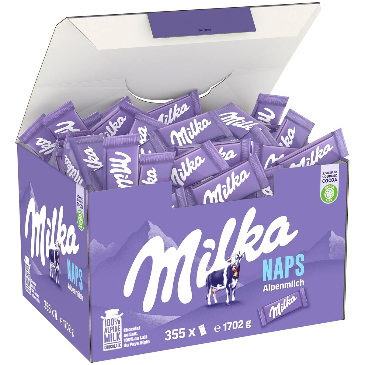 Milka Naps Alpine Milk – Mini chokolade firkanter fra delikat alpin mælkechokolade – 1 x 1,7 kg