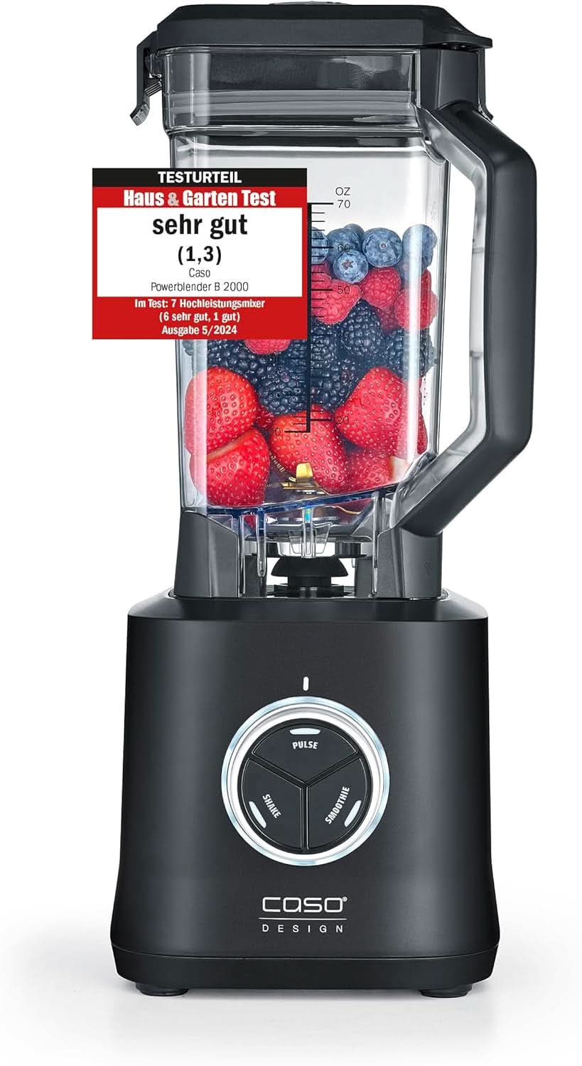 CASO Powerblender B 2000 - Profi Standmixer, 30.000 U/Min, 2000 Watt, Bruchsicherer Tritan-Mixbehälter (2 L), Bpa-Frei, Pulse-, Shake-, Smoothie-Funktion, 8-Fach Messer-System Mit Titanbeschichtung Bucatarie Naty Shop