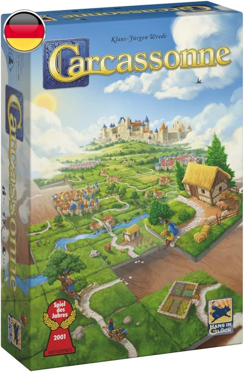 Hans im Glück, UNbox Now, Carcassonne V3.0, Kernespil, Familiespil, Årets spil 2001, 2-5 spillere, 7 år og ældre, 35 minutters spilletid, tysk
