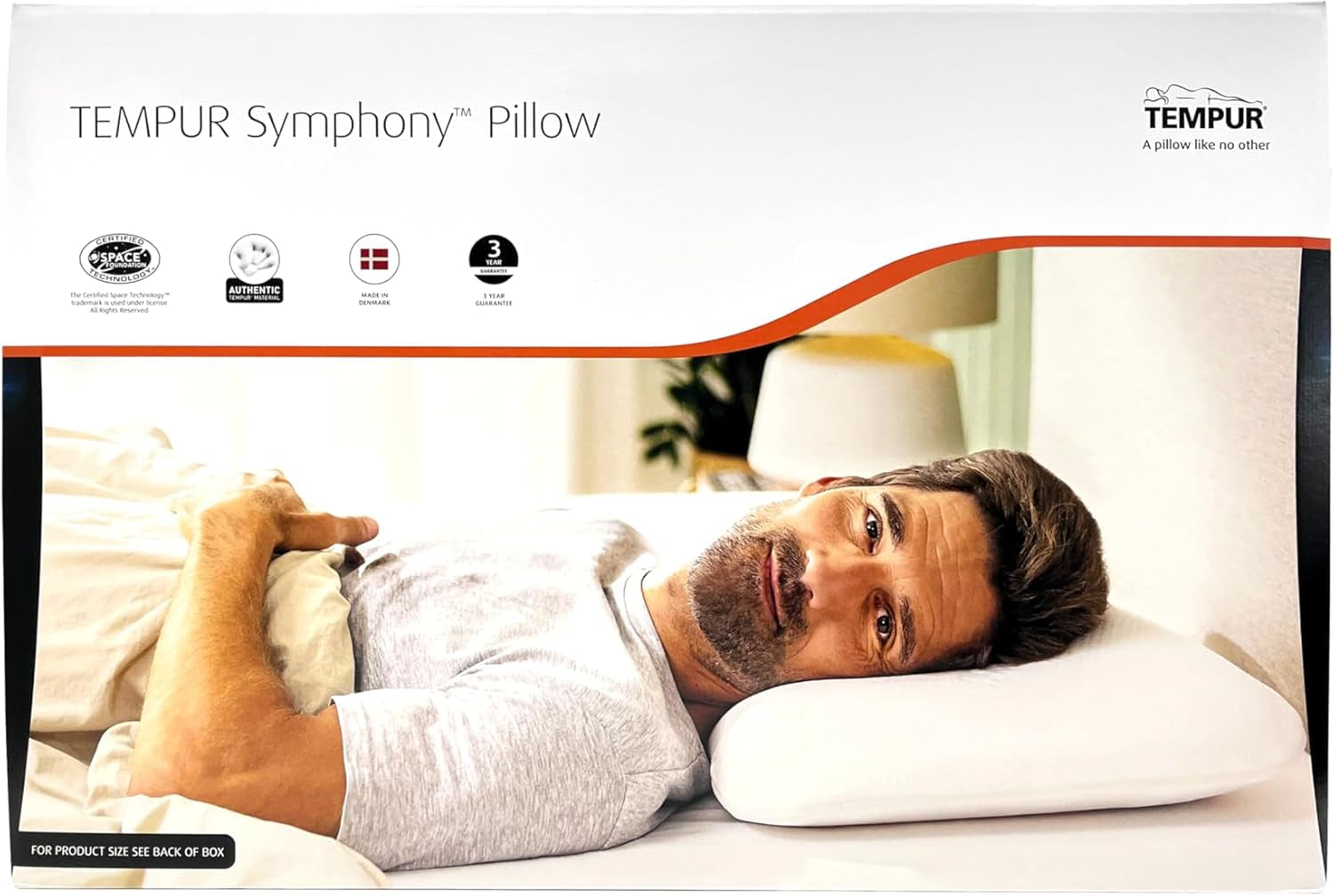 Pernă de dormit TEMPUR Symphony din spumă cu memorie, pernă ergonomică cu suport pentru gât pentru cei care dorm pe spate și pe o parte, senzație fermă, mărimea S (63 x 43 x 11 cm)