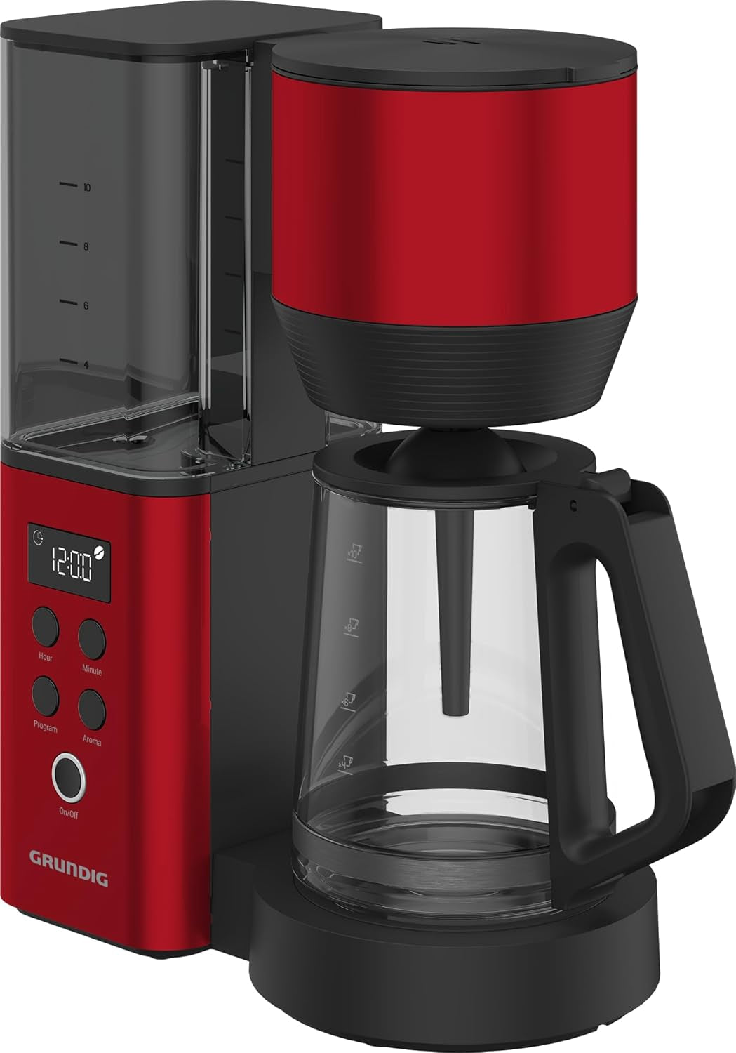 Espressor digital cu filtru GRUNDIG KM8440, roșu, 1000 W, 1,25 litri