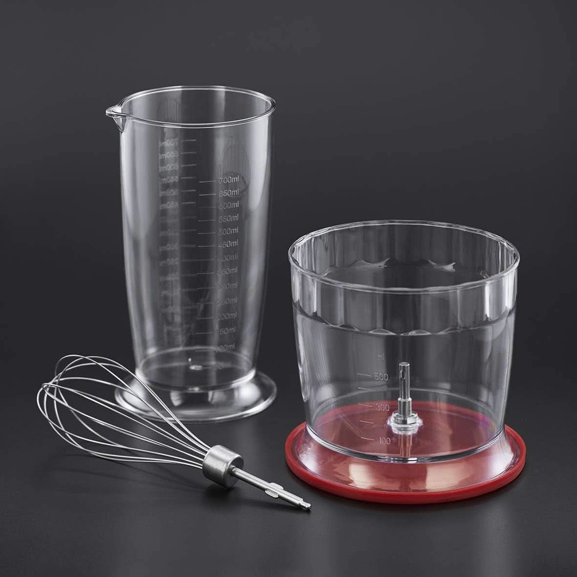 Russell Hobbs Stabmixer [3-i-1: Pürierstab/Zerkleinerer, Mixer- & Schneebesenaufsatz] Desire Rot (Bpa-Free & Spülmaschinenfestes Zubehör, Für Smoothie, Suppen Saucen, Joghurt Babynahrung) 24700-56 Kitchen Shop